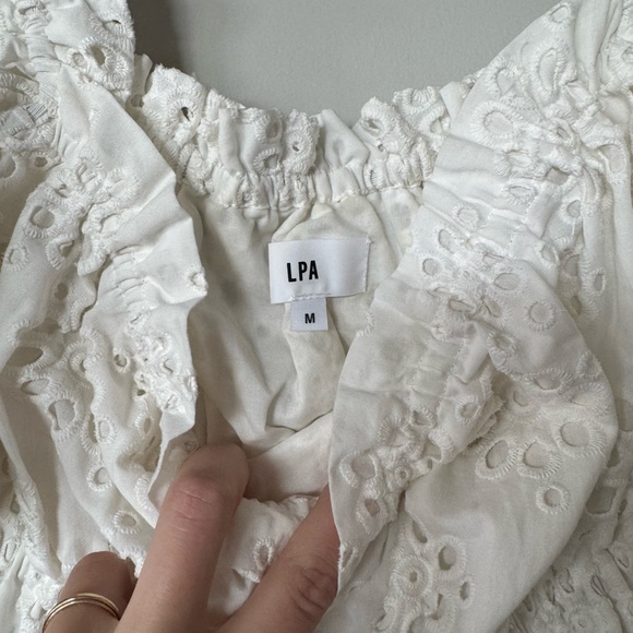 LPA White Eyelet Puff-Sleeve Crop Top - Picture 5 of 5